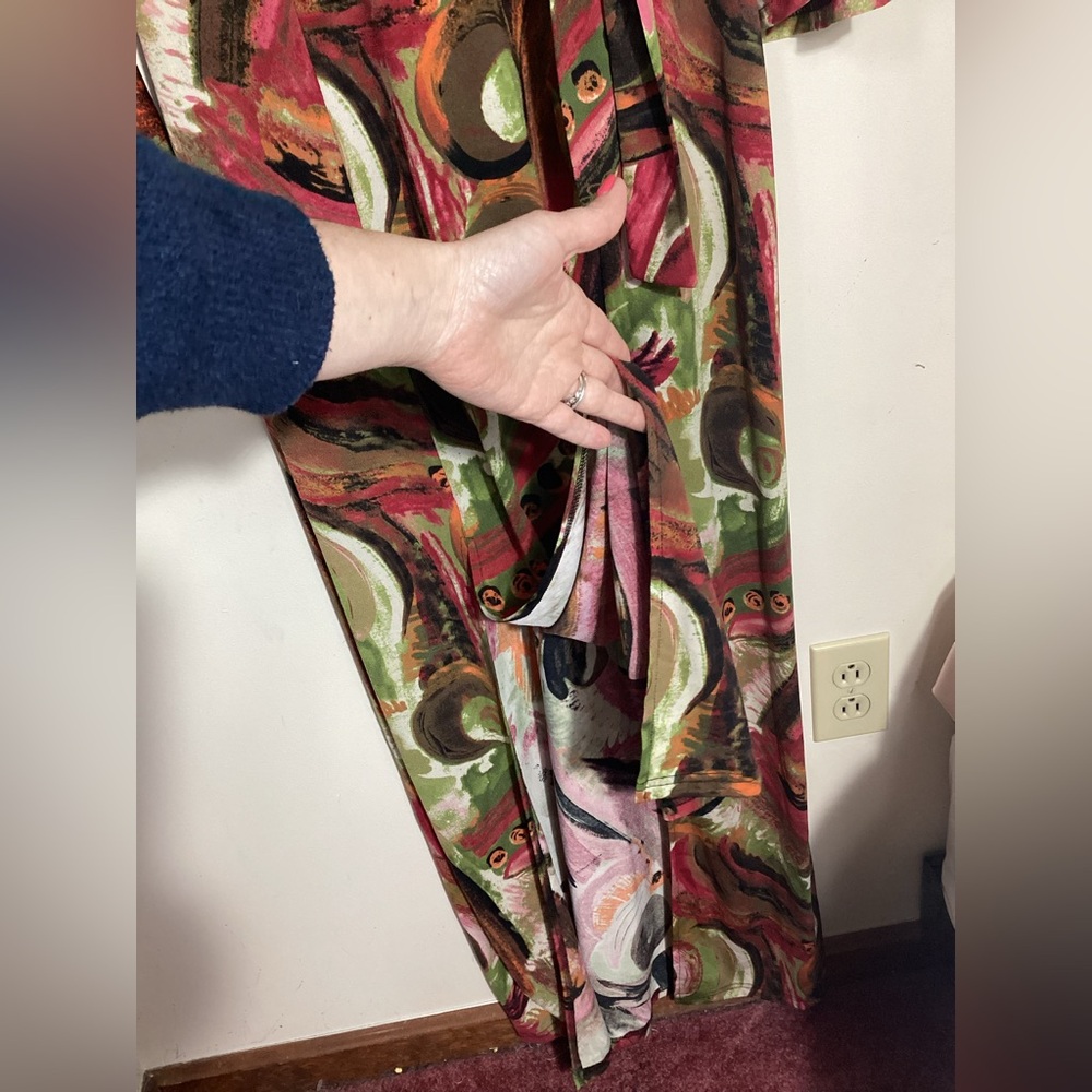Long Tall Sally LTS Faux Wrap Maxi Dress UK 12 US 8 Abstract Bold Phoebe Buffay - Picture 11 of 15